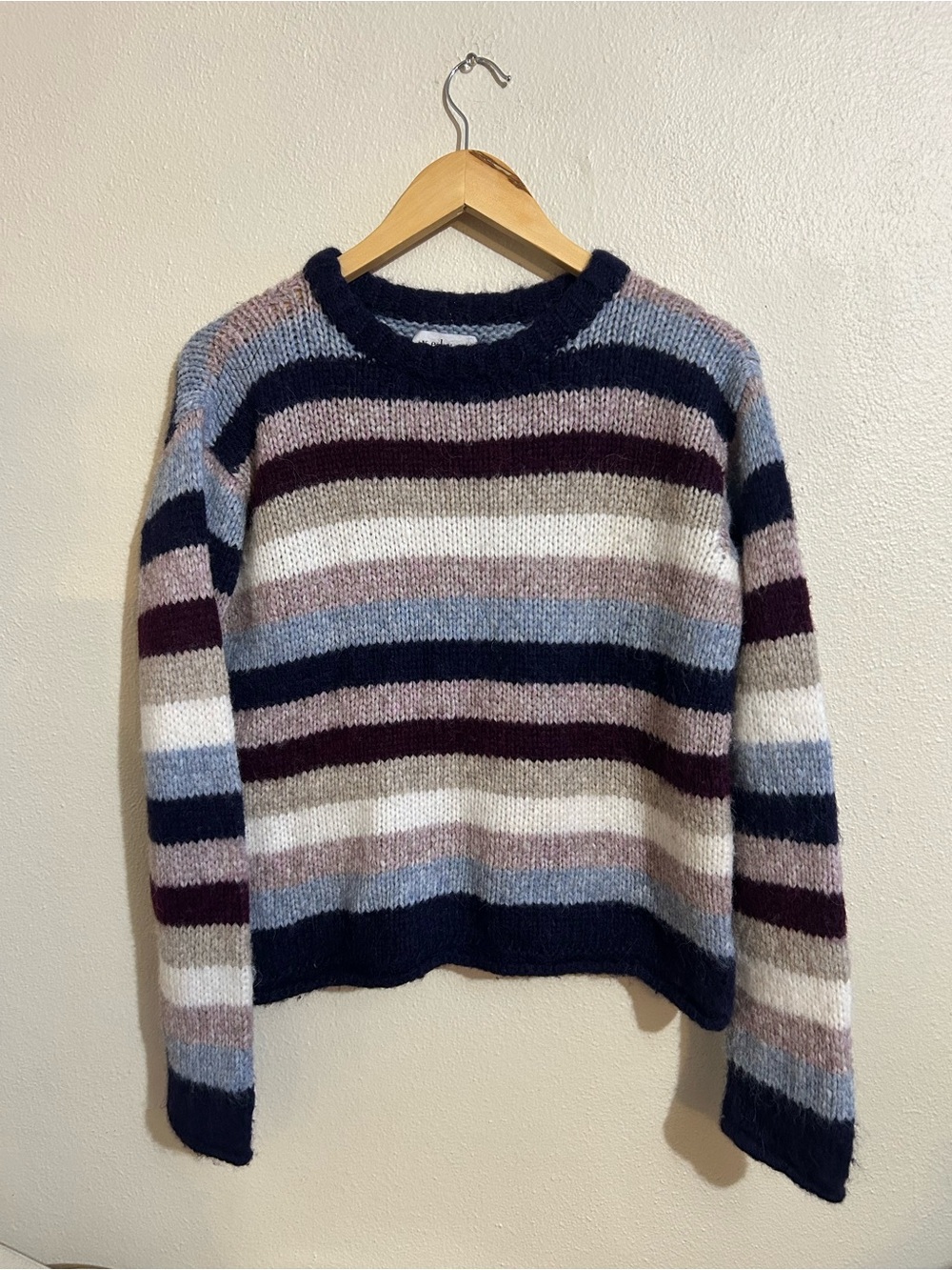 Velvet by Graham & Spencer Striped Alpaca Crewneck Sweater XS Cozy Cabin Anthro